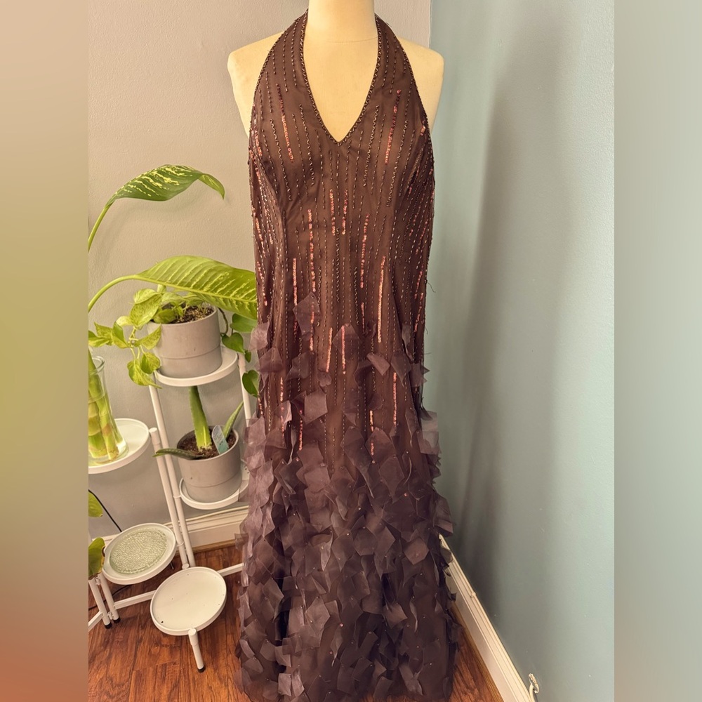 Brown Carol Lin evening gown